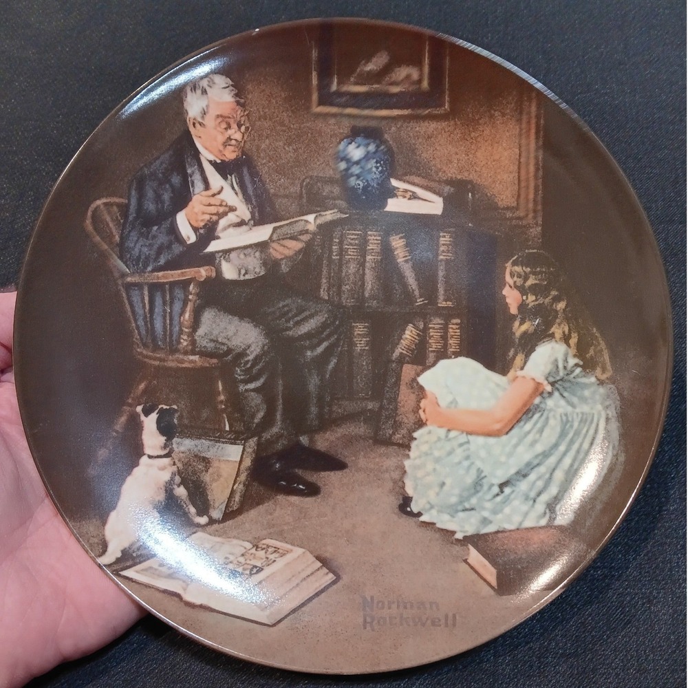 Knowles Norman Rockwell The Storyteller Limited Edition Plate 1984 Heritage 8.5"